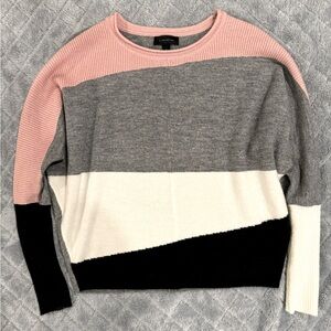 H HALSTON Colorblock Dolman Long Sleeve Pullover Sweater | S | Blush Combo